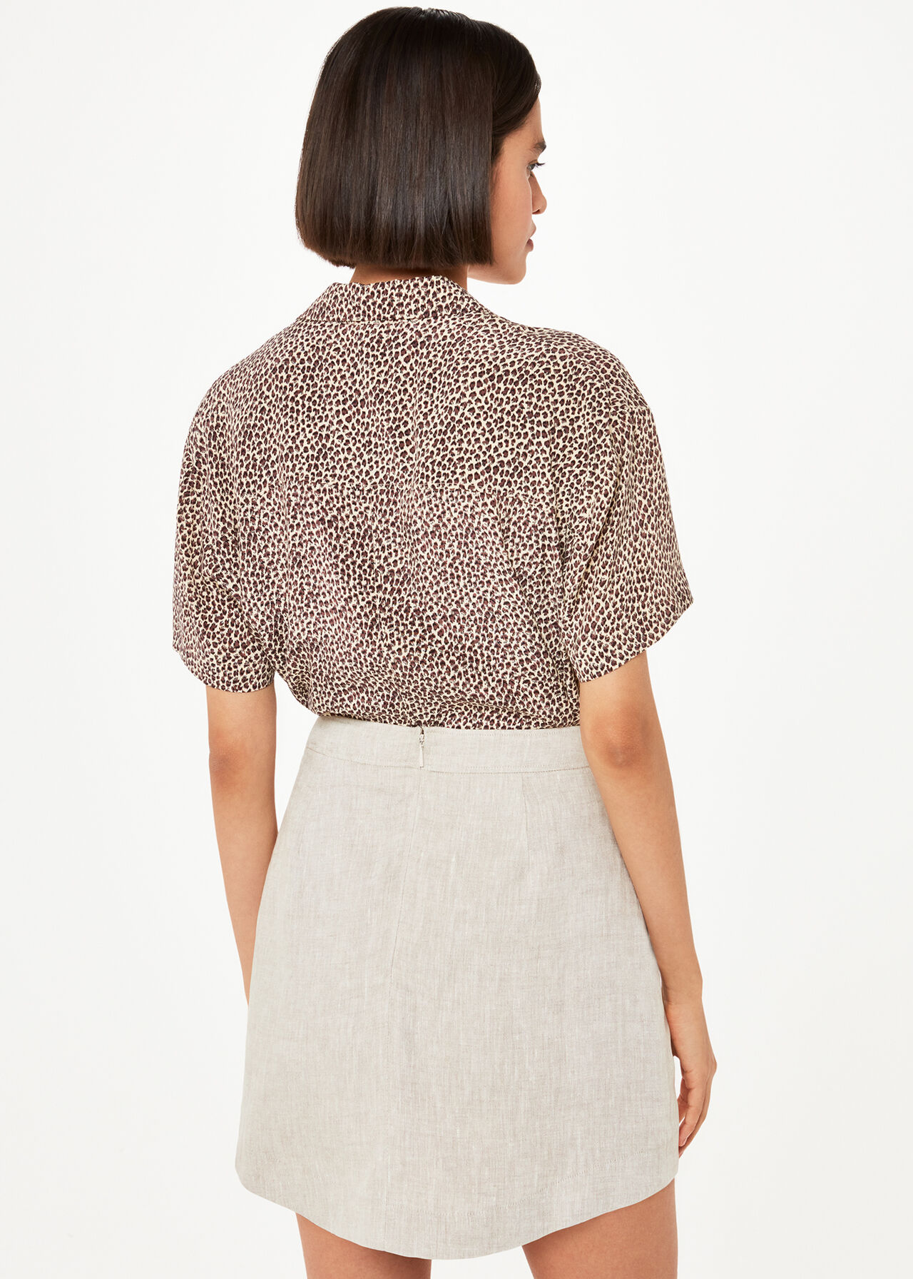 Dashed Leopard Tie Front Top
