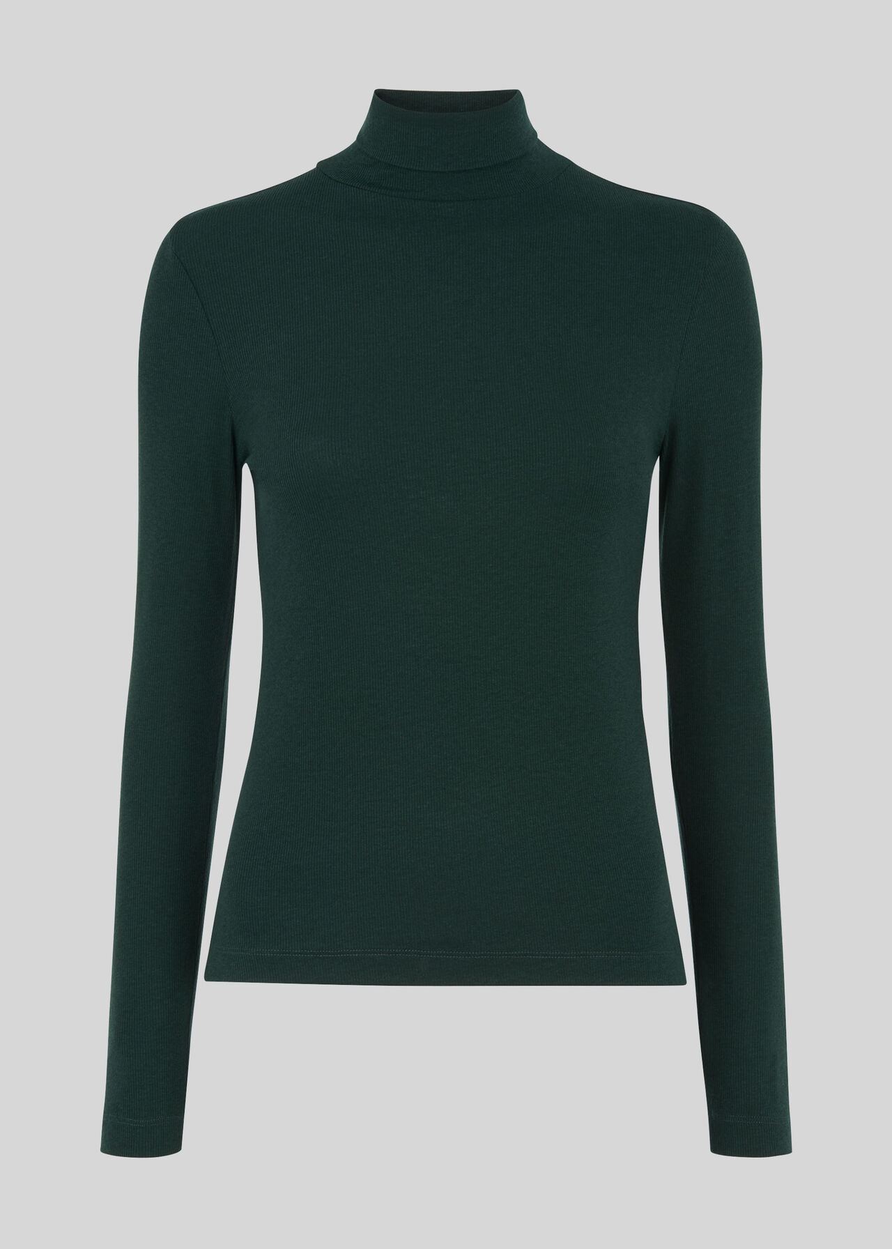 Essential Polo Neck Top Dark Green