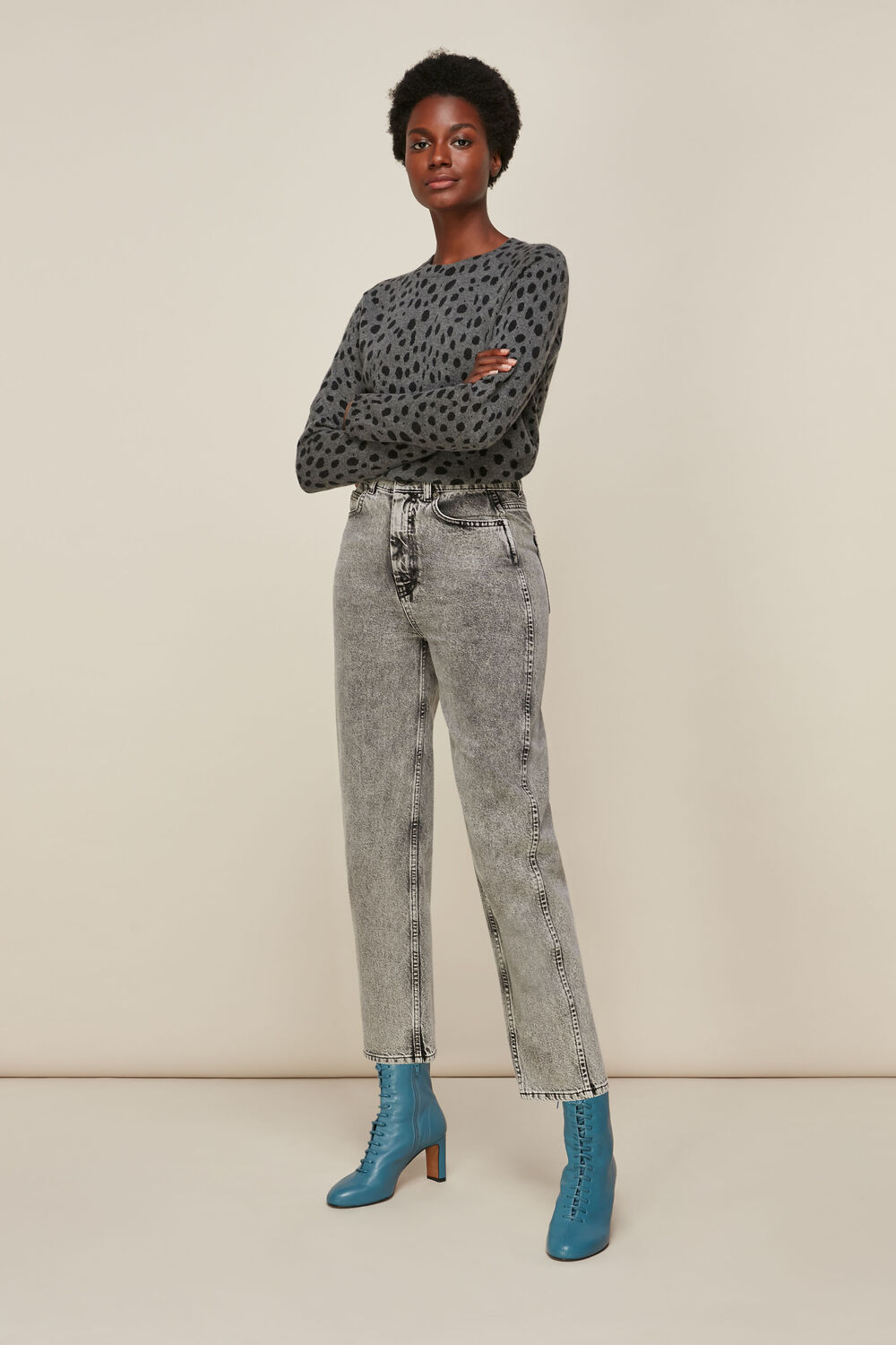 Cashmere Dalmatian Print Knit