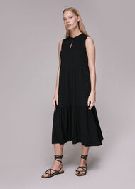 Black Tiered Jersey Dress | WHISTLES | Whistles UK