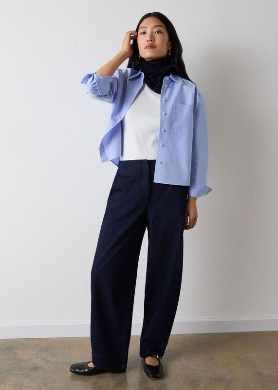 Pale Blue Boxy Oxford Cotton Shirt