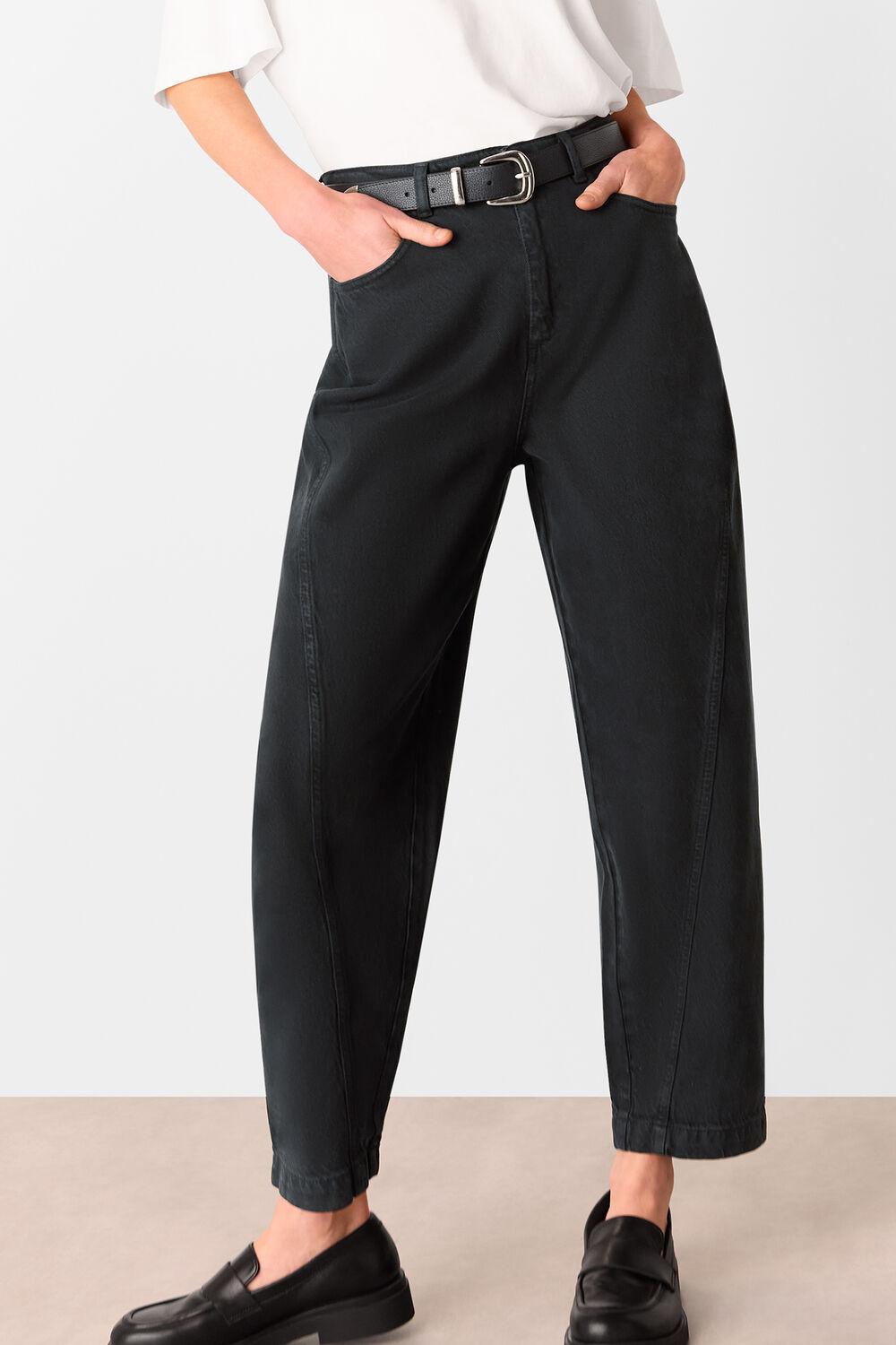 Washed Black Lola Cotton Blend Trouser