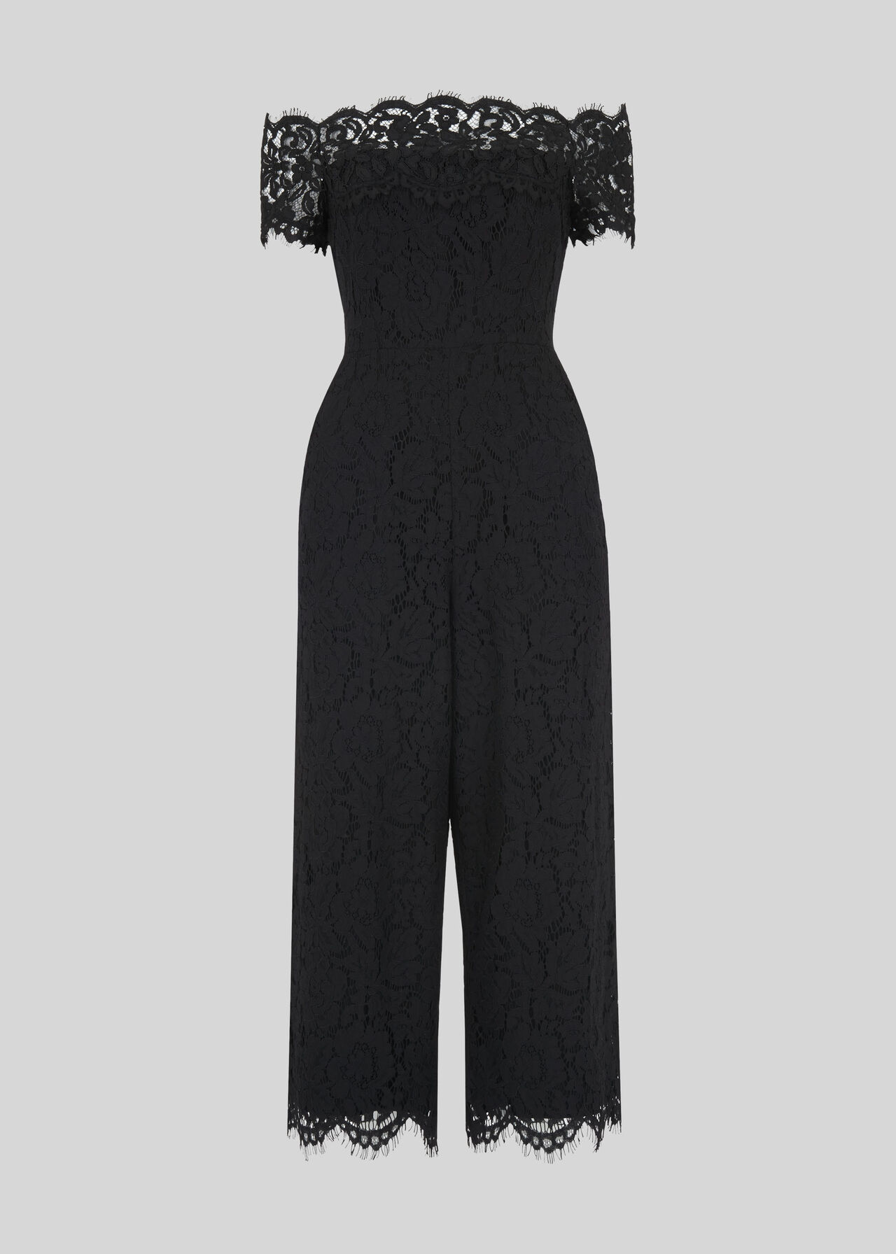Off Shoulder Lace Jumpsuit Black