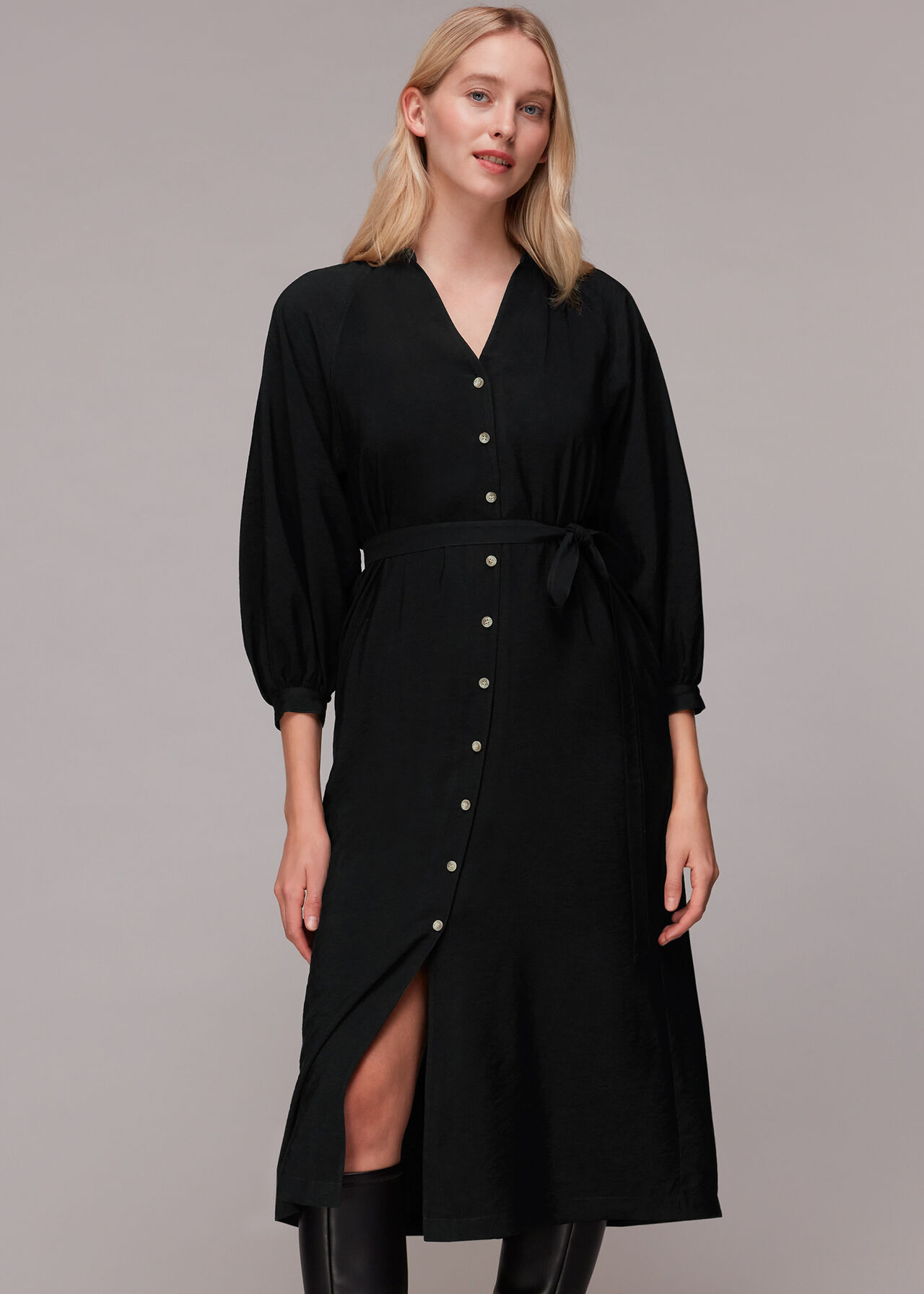 Black Lizzie Midi Dress | WHISTLES | Whistles UK