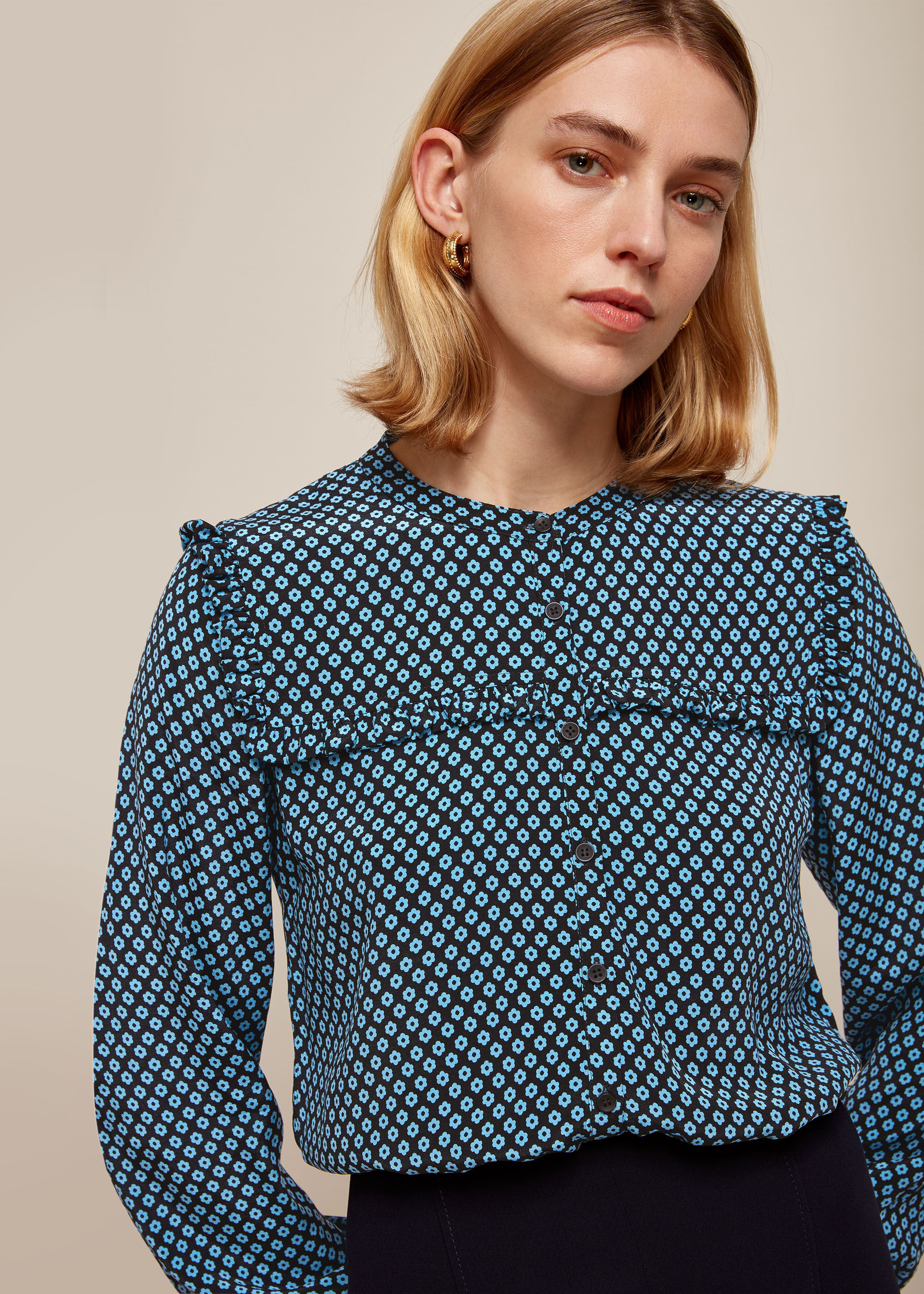 Daisy Print Frill Blouse |