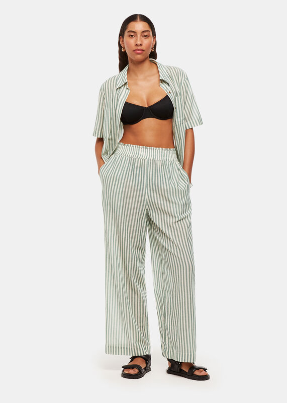 Green Stripe Beach Pants 