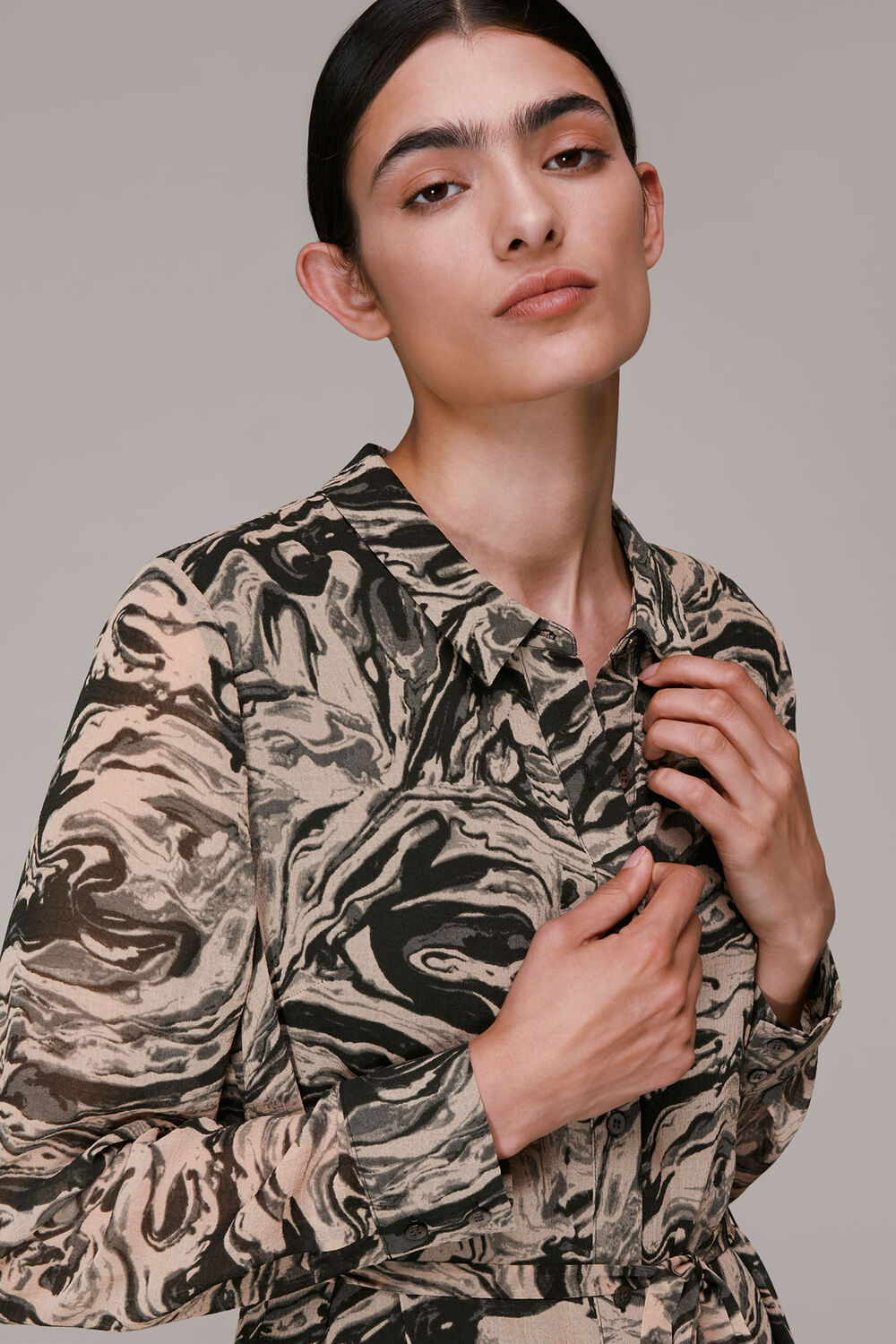 Marble Print Shirt Dress