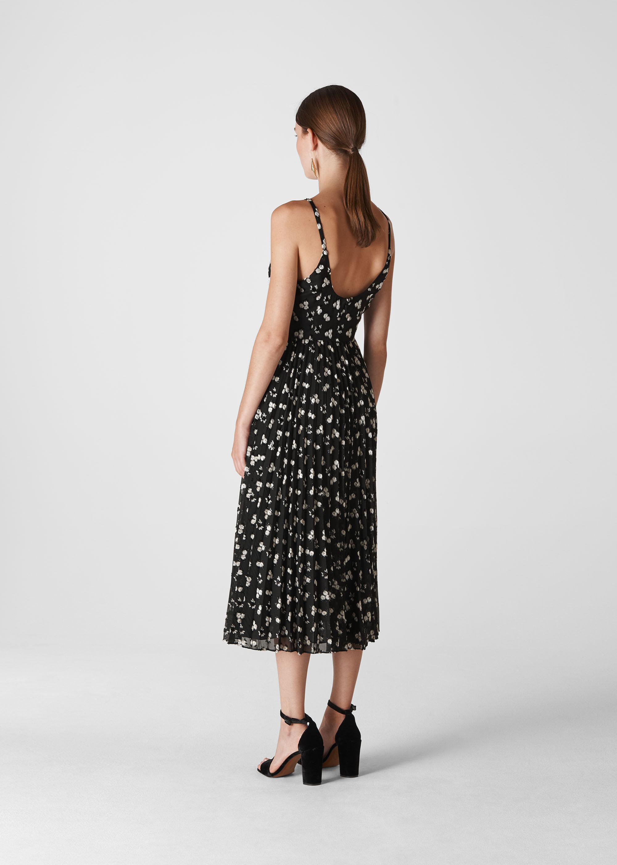 Whistles snow deals blossom pleated dress