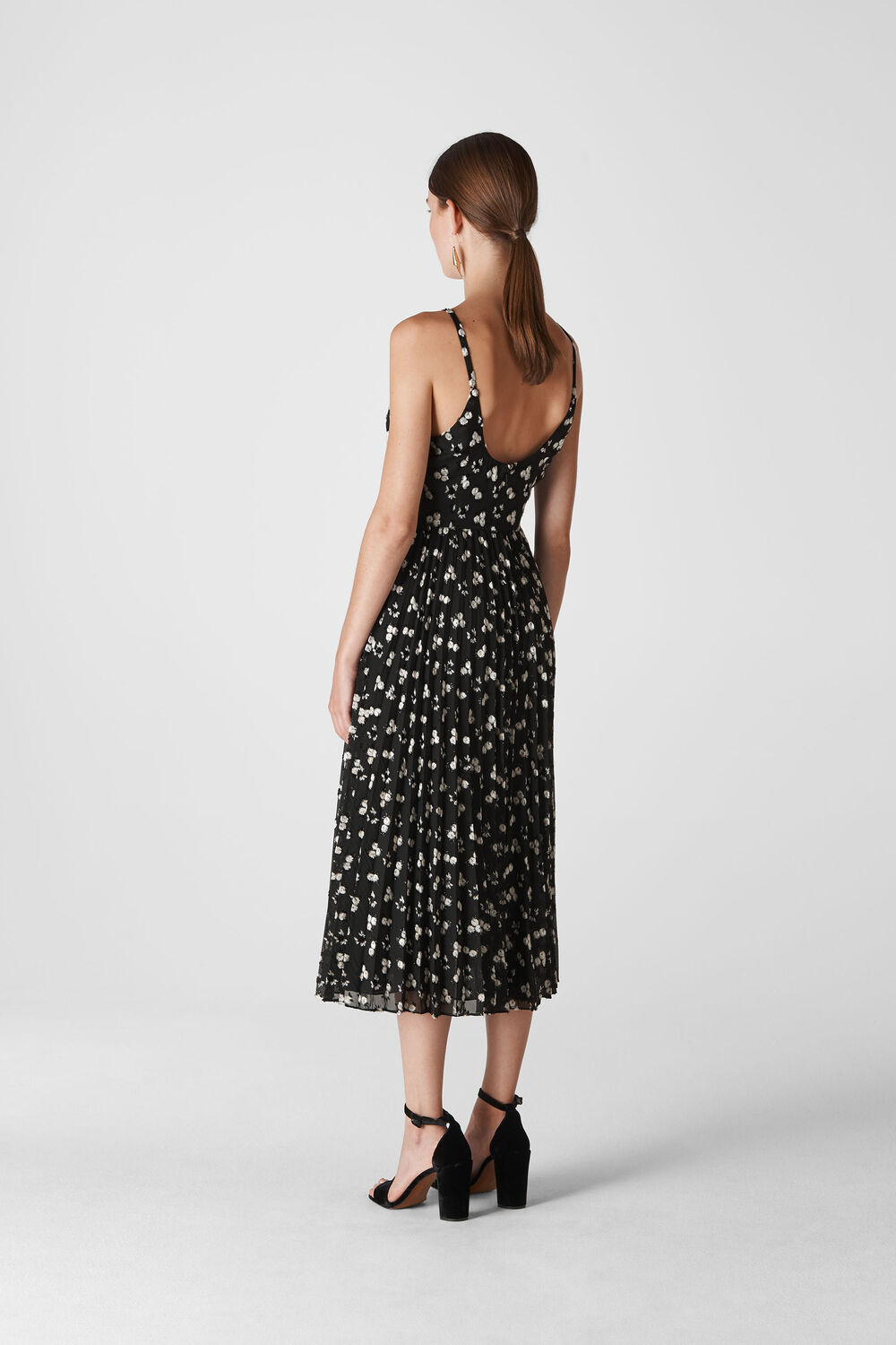 Snow Blossom Pleated Dress Black/Multi