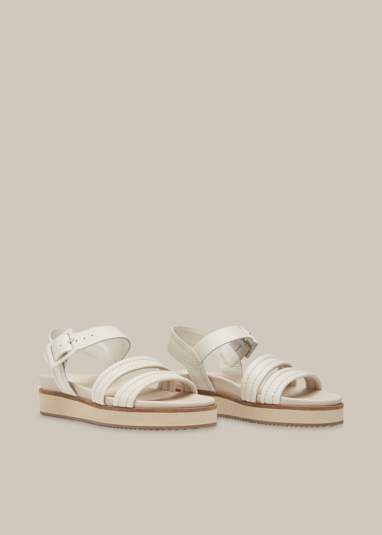 Koby Contrast Stitch Sandal White