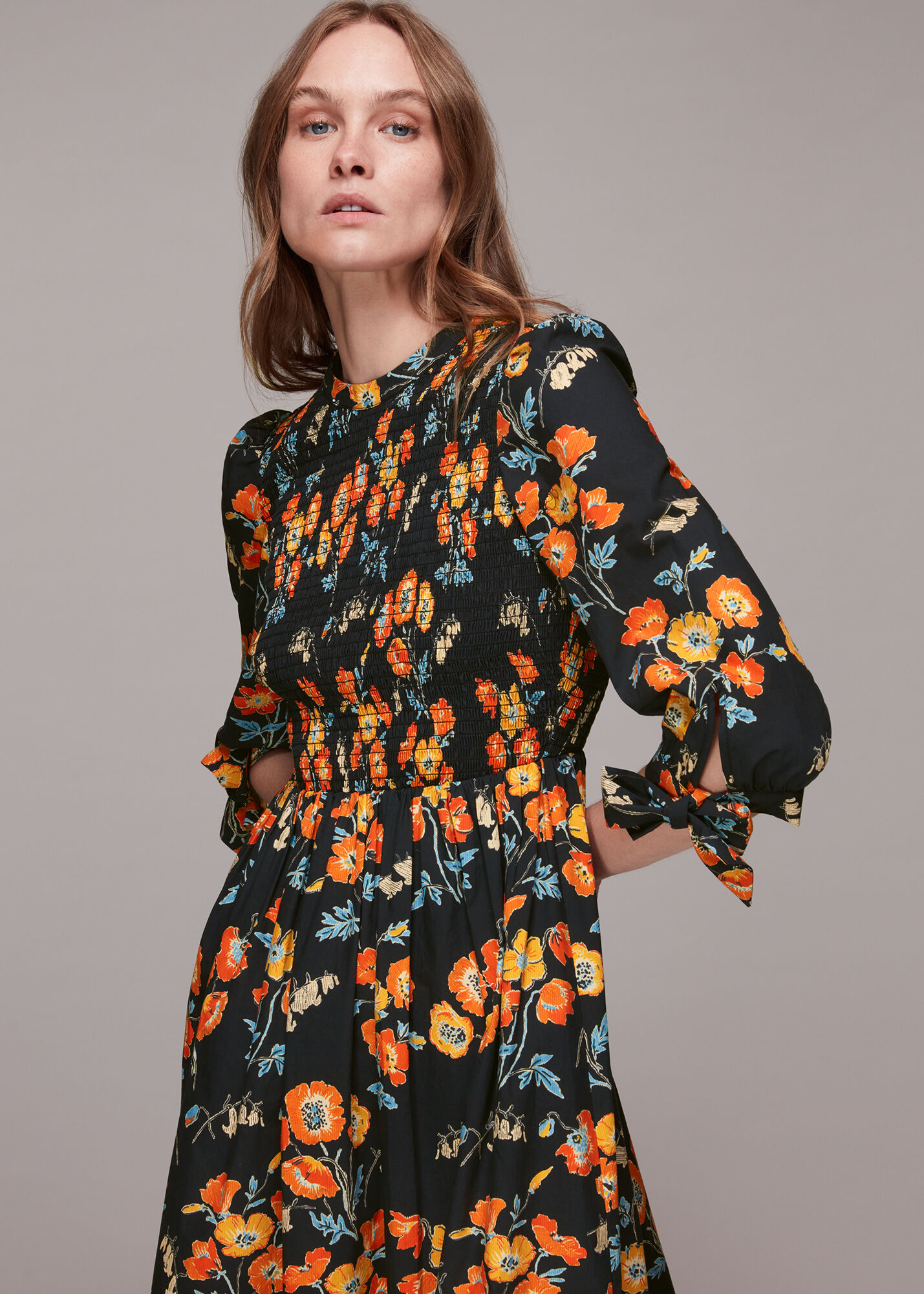 Whistles black floral hot sale dress