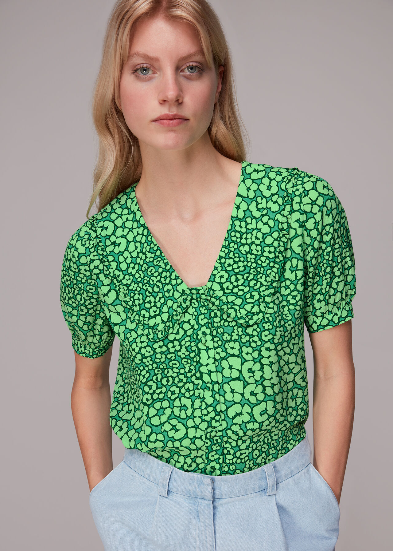 Leopard Petals Collar Top