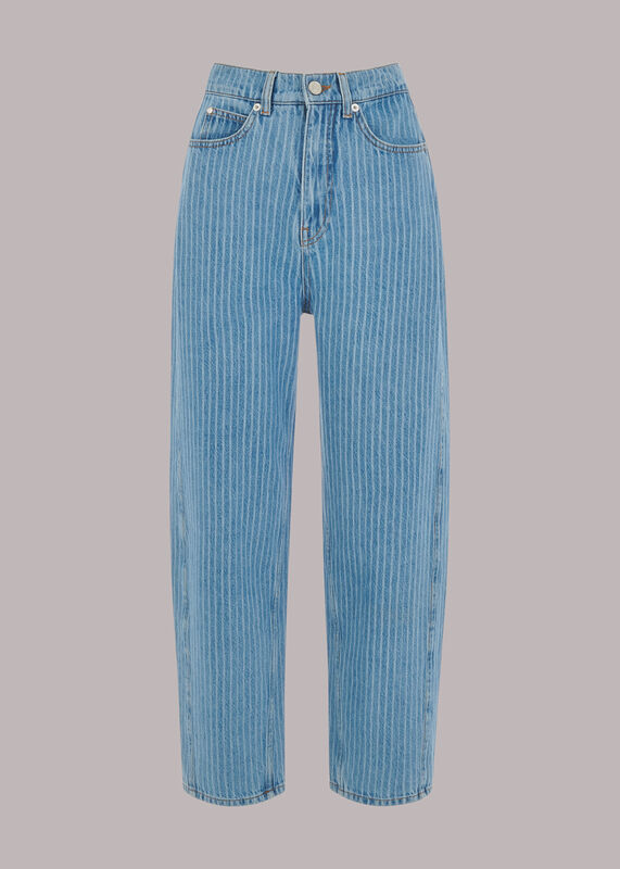 Stripe Barrel Leg Jean
