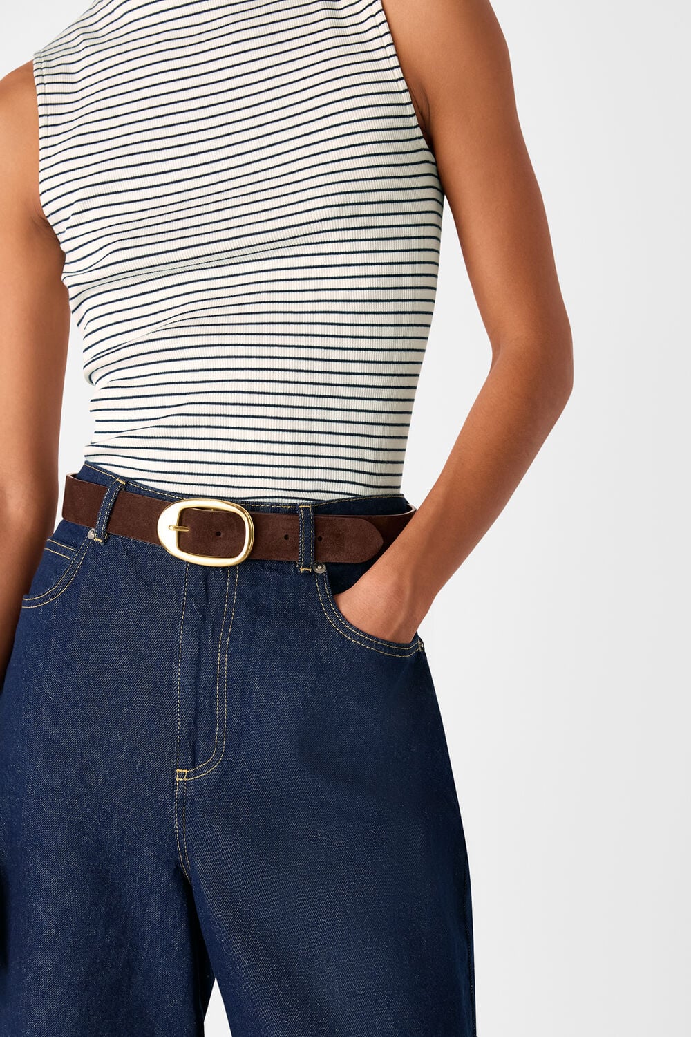 Stripe High Neck Rib Tee