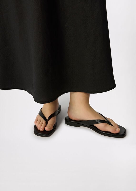 Black Croc Embossed Flip Flop