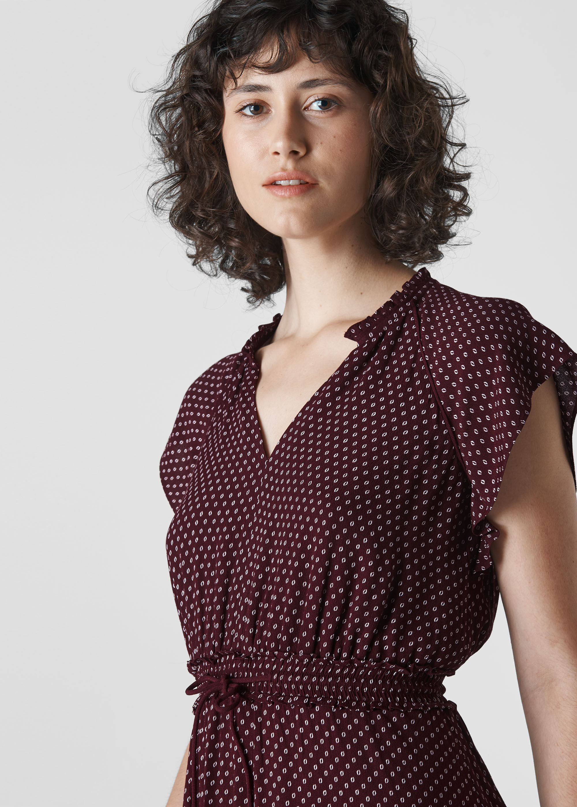 whistles burgundy spot dress