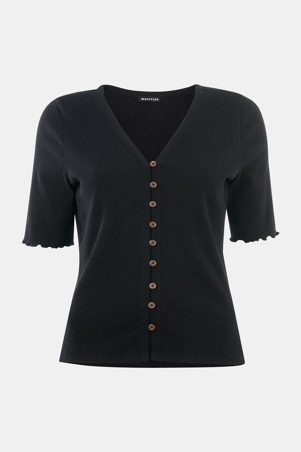 Frill Sleeve Button Front Tee