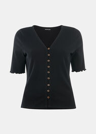 Frill Sleeve Button Front Tee