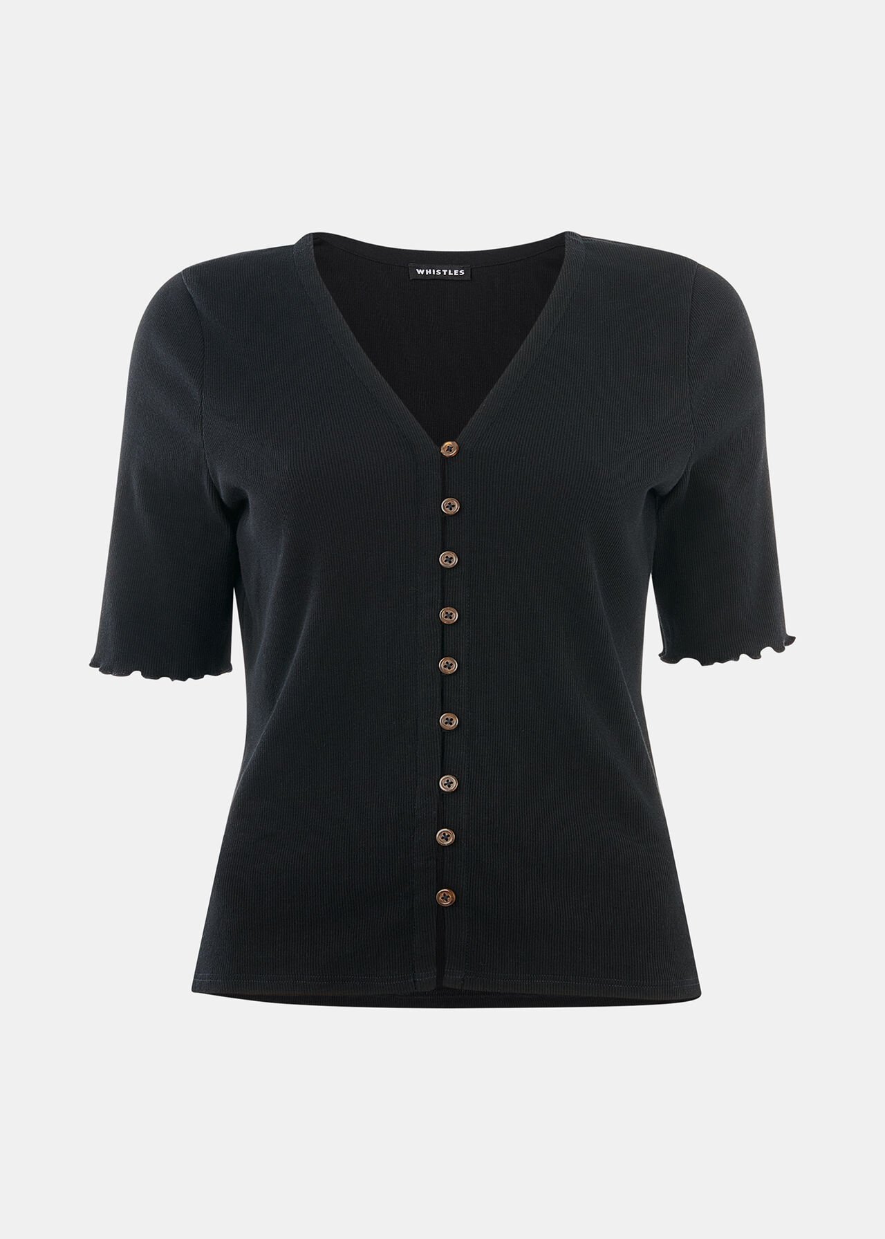 Frill Sleeve Button Front Tee