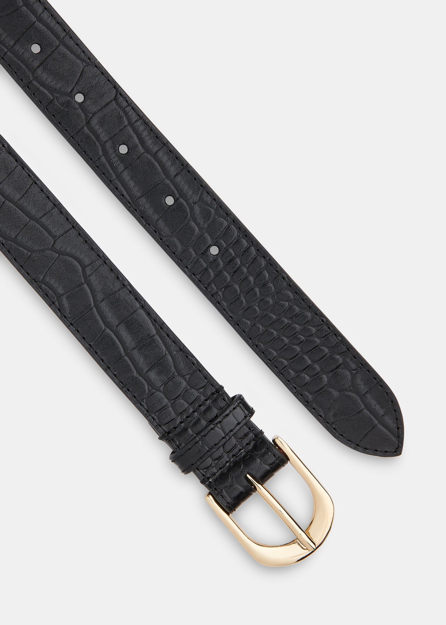 Black Shiny Croc Belt | WHISTLES | Whistles UK |