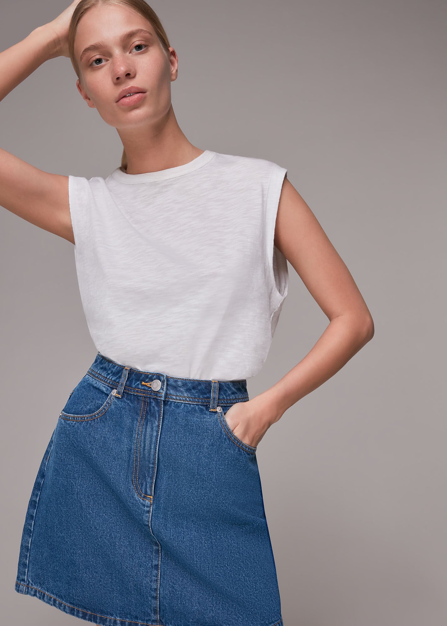 Denim skirts with pockets online