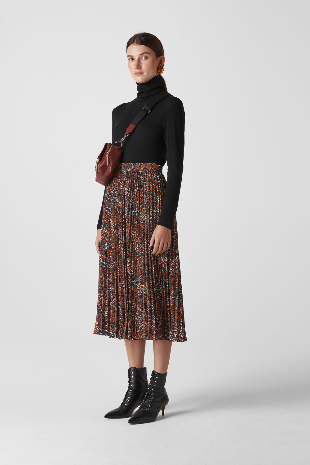 Abstract Animal Longline Skirt Brown/Multi