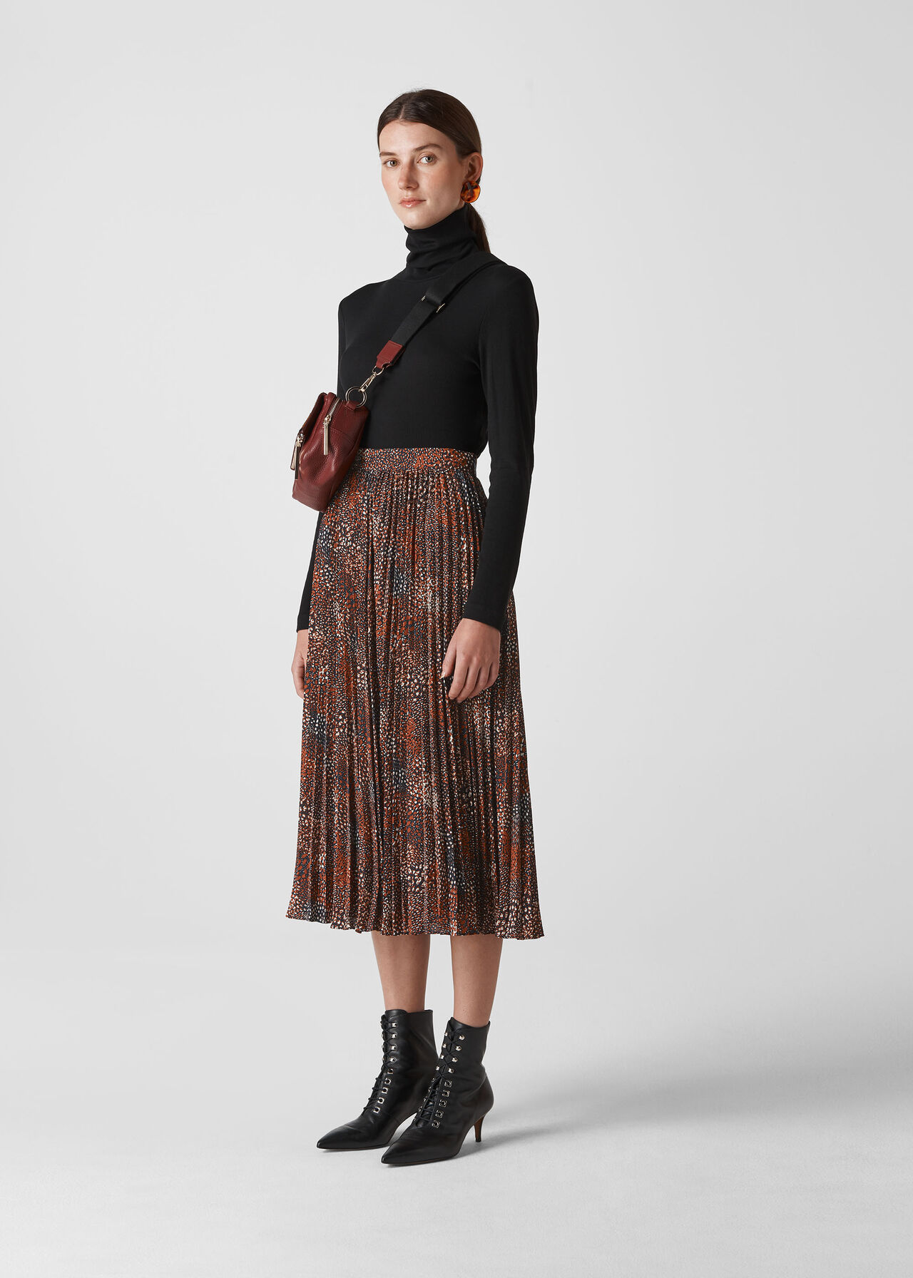 Abstract Animal Longline Skirt Brown/Multi