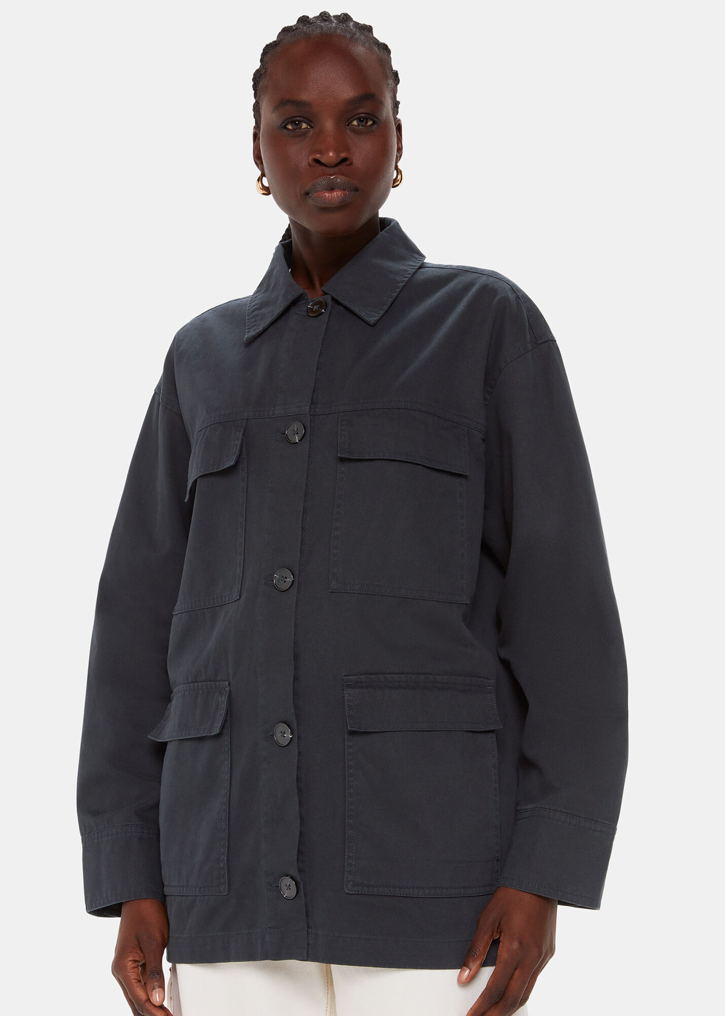 Washed Black Megan 4 Pocket Casual Jacket WHISTLES Whistles UK