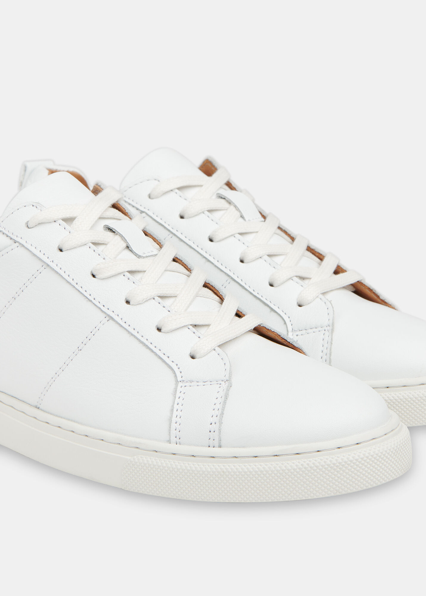 White Lace Up Trainers 100 Cow Leather Whistles
