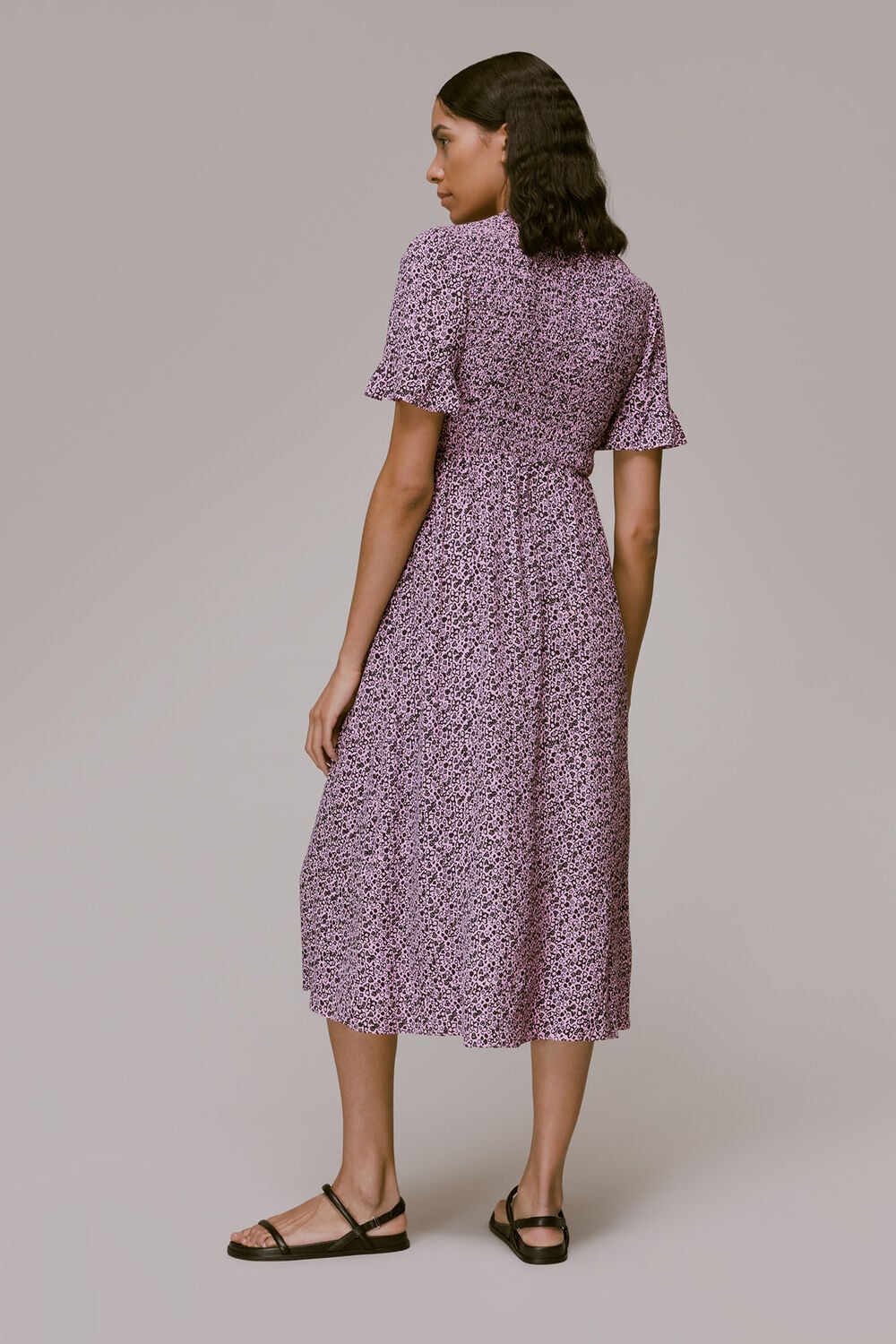 Aria Flower Stamp Midi Dress