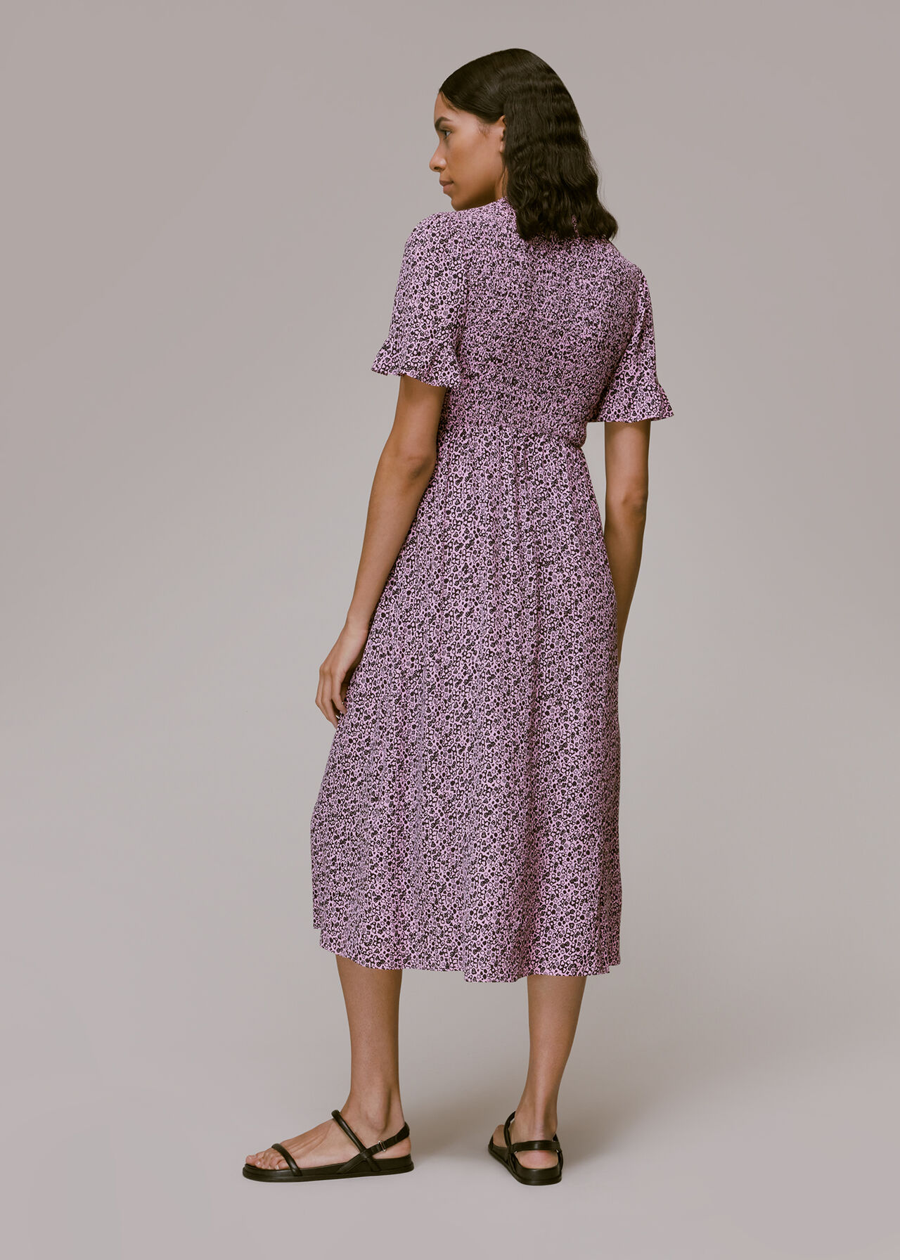 Aria Flower Stamp Midi Dress