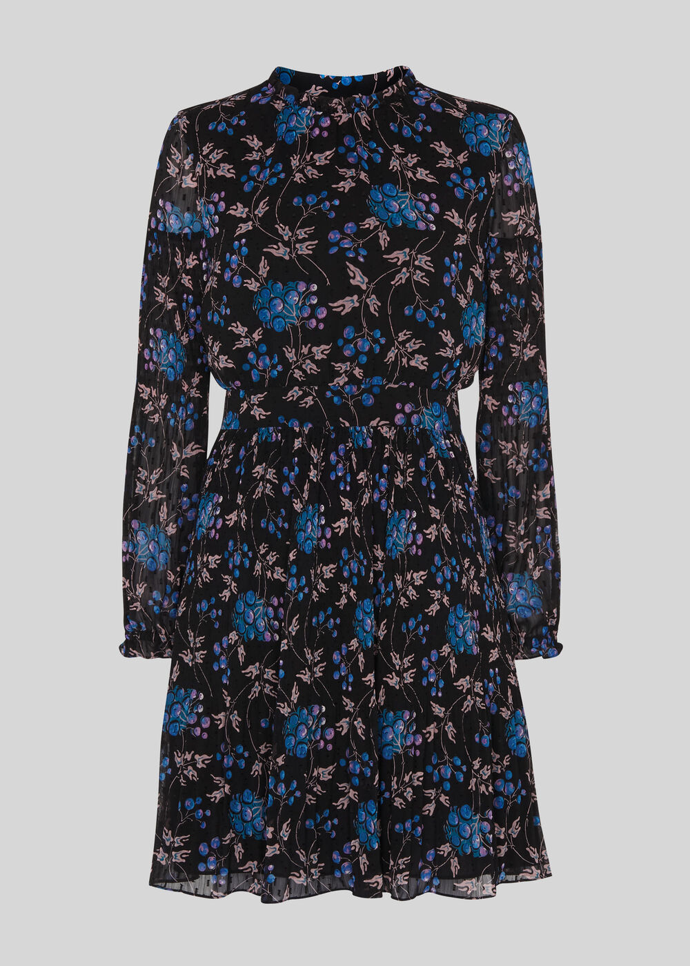 Elderberry Print Dobby Dress Black/Multi