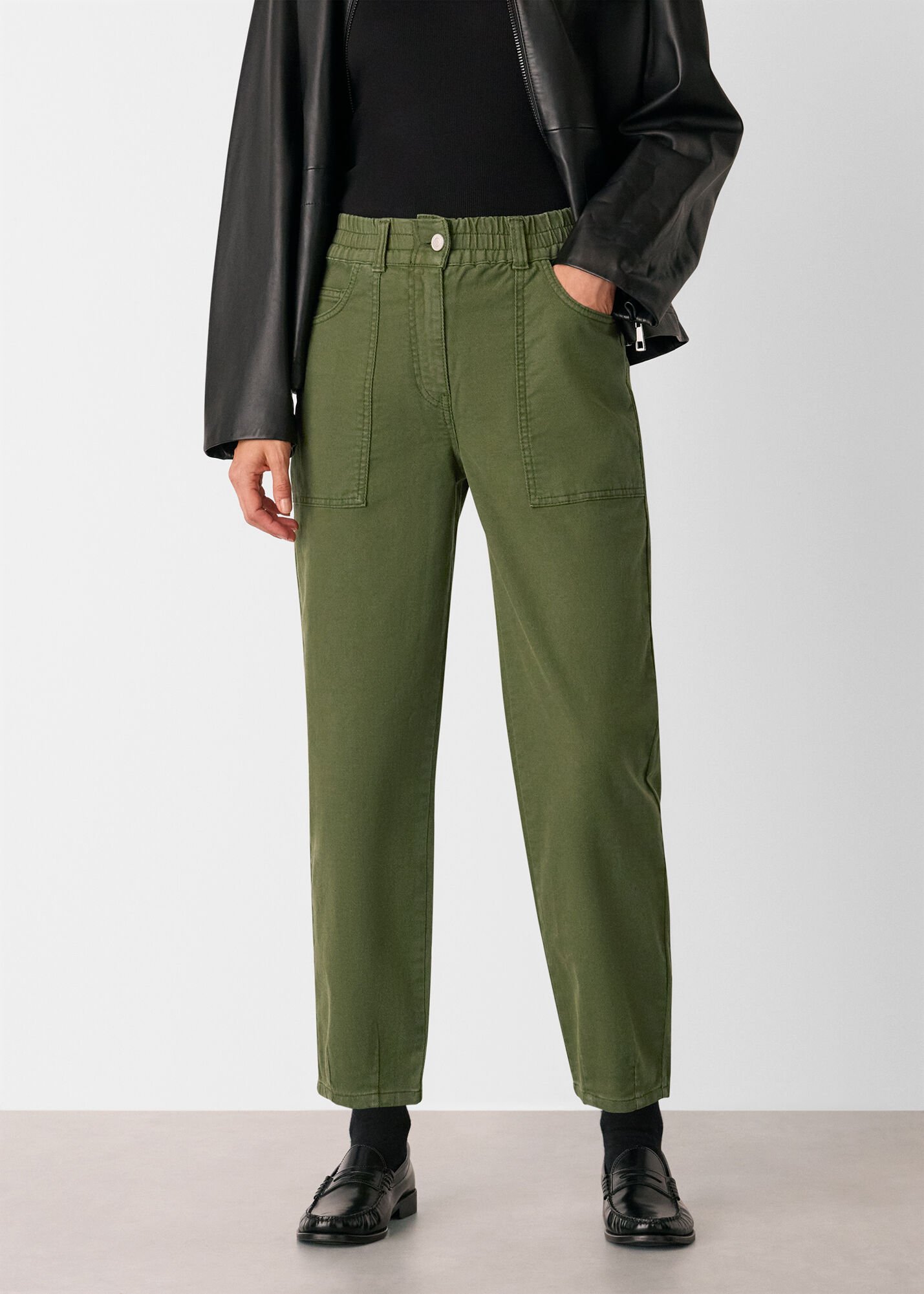 Khaki Tessa Casual Trouser | WHISTLES | Whistles UK |