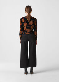 Ari Hibiscus Tie Front Top Brown/Multi