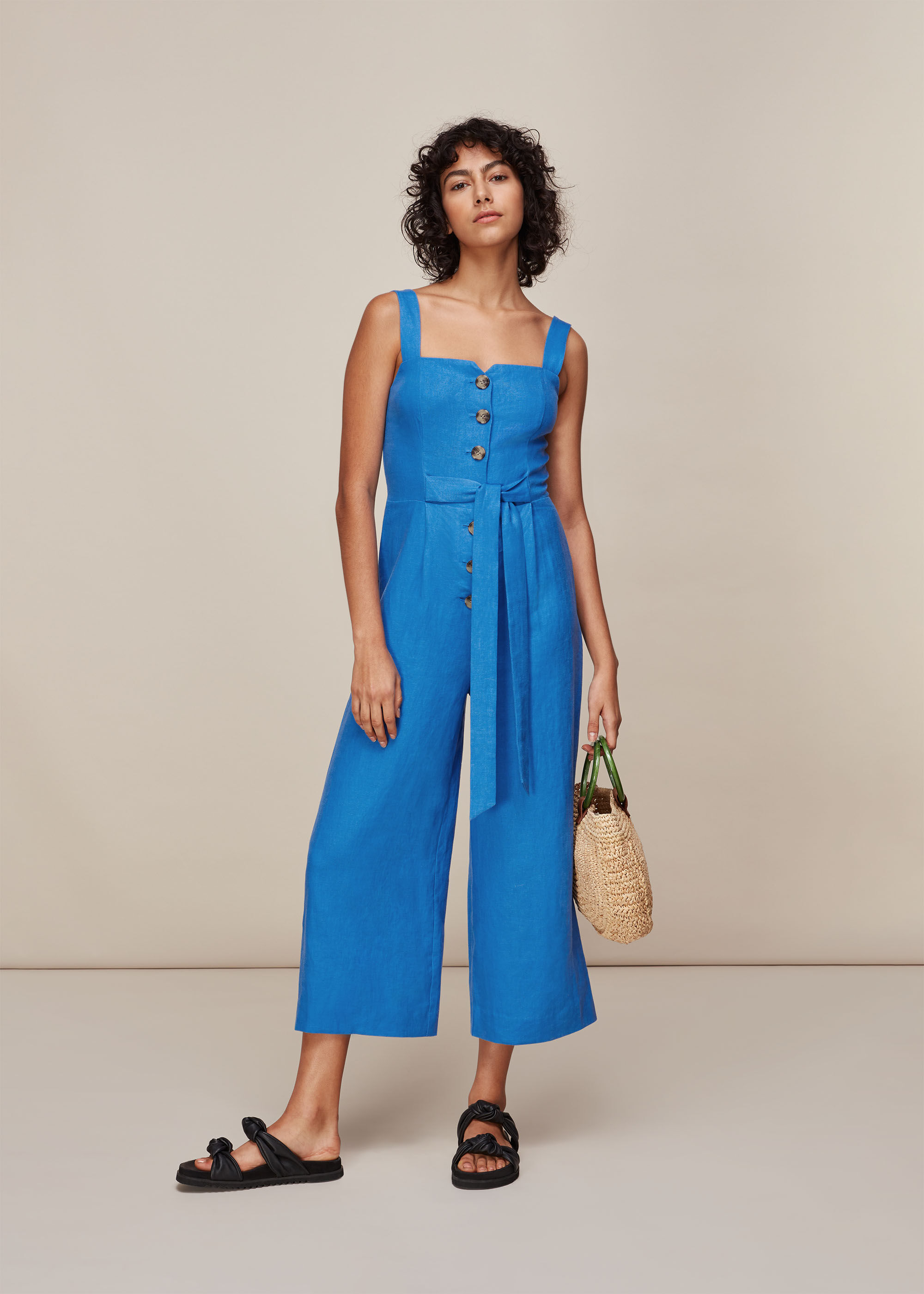 Blue Hadley Linen Jumpsuit WHISTLES