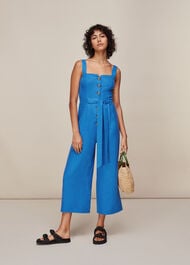 Hadley Linen Jumpsuit Blue
