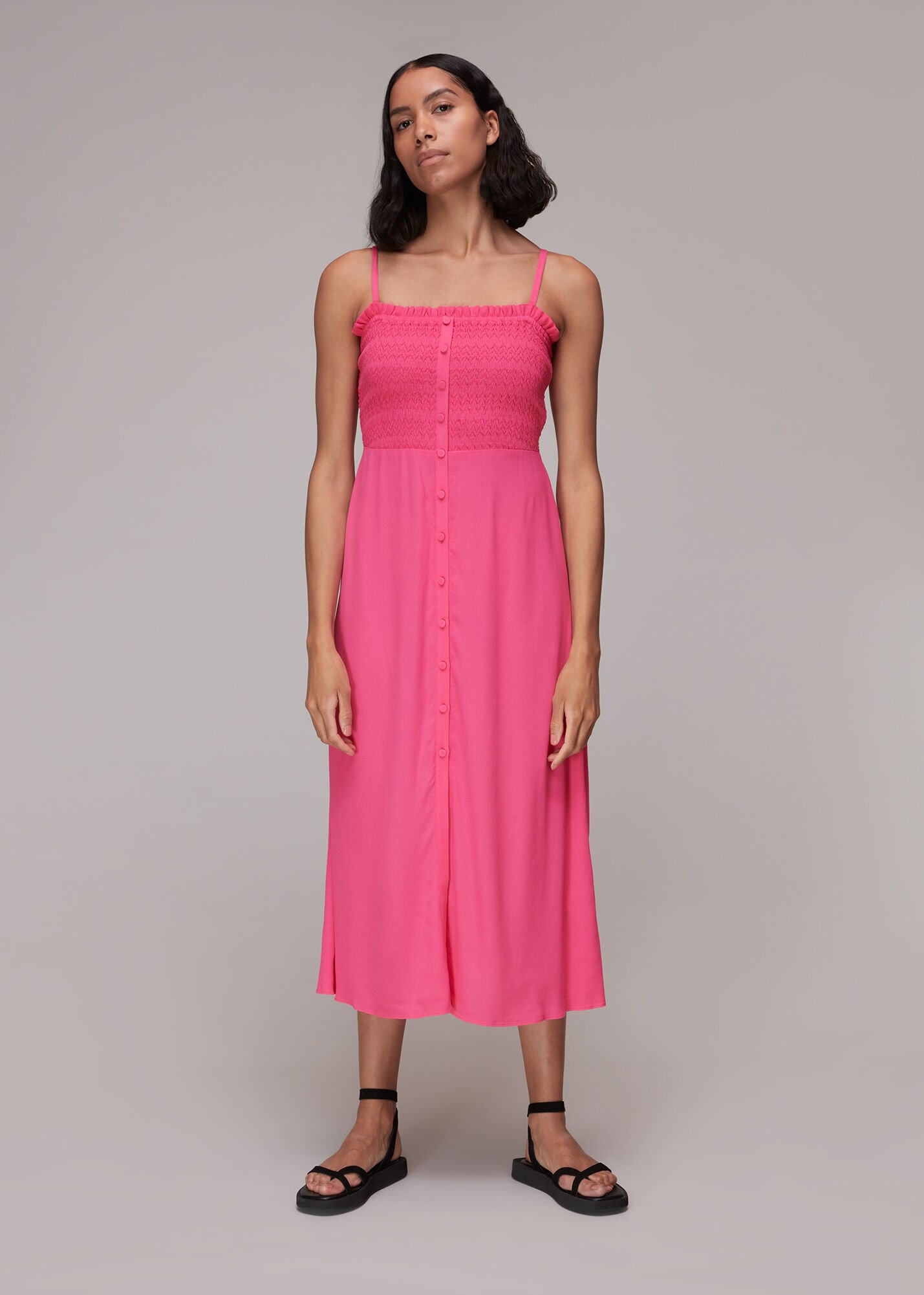 Pink smocked sale dress