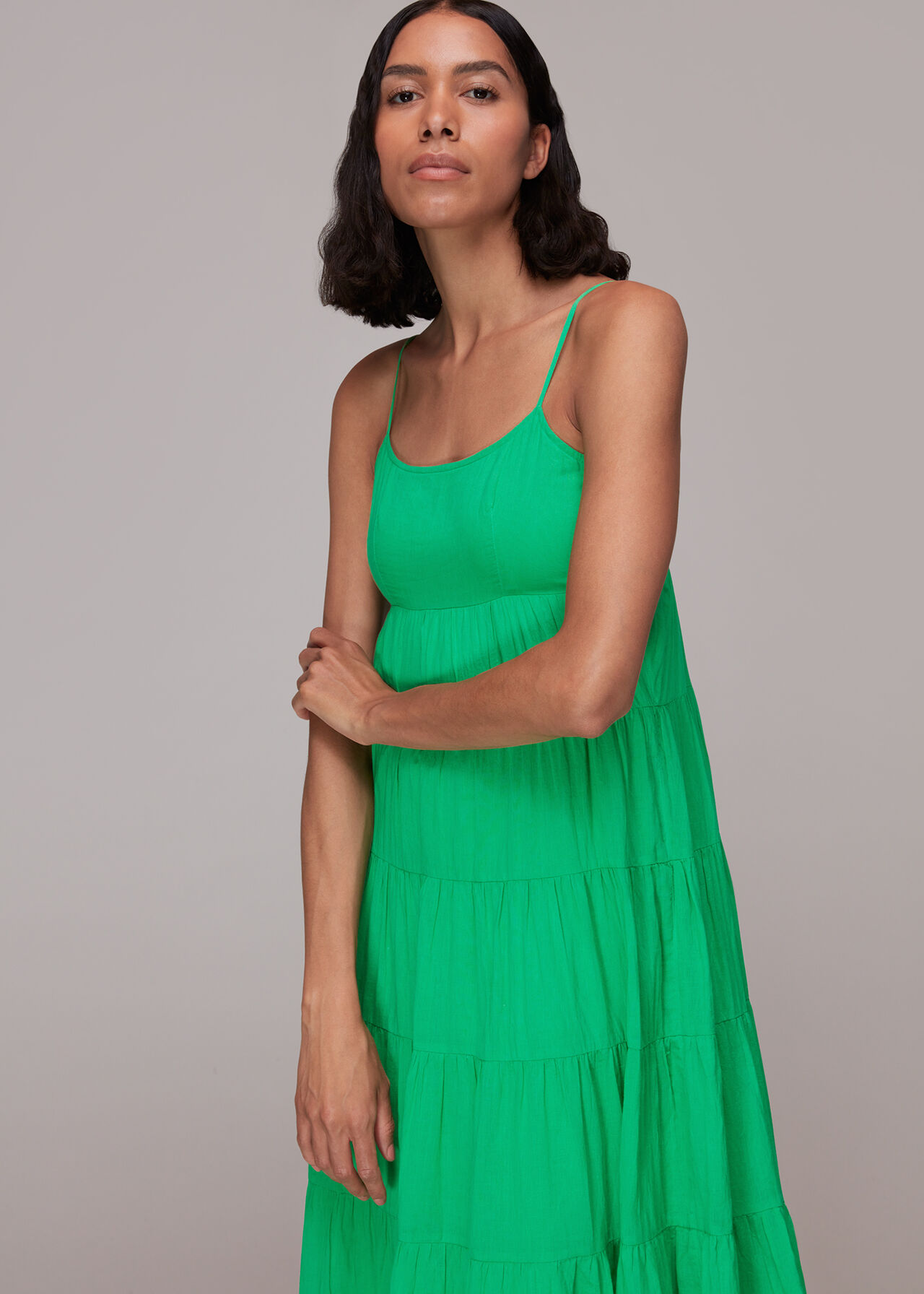 Green Grace Tiered Midi Dress WHISTLES