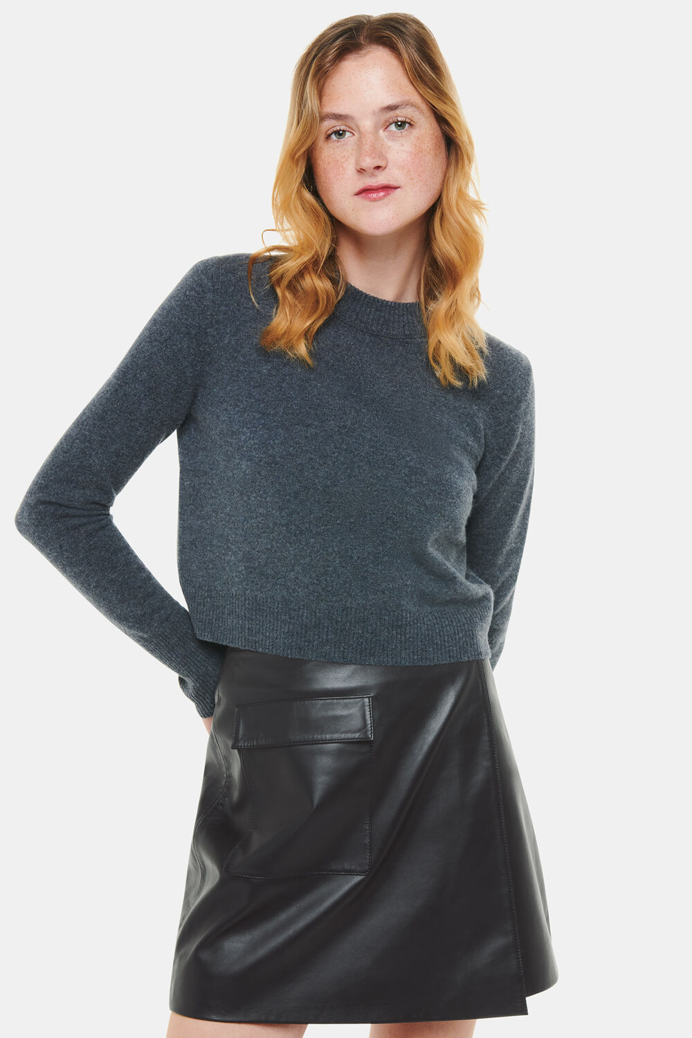 Black Wrap Leather Mini Skirt