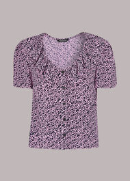 Flower Stamp Frill Blouse