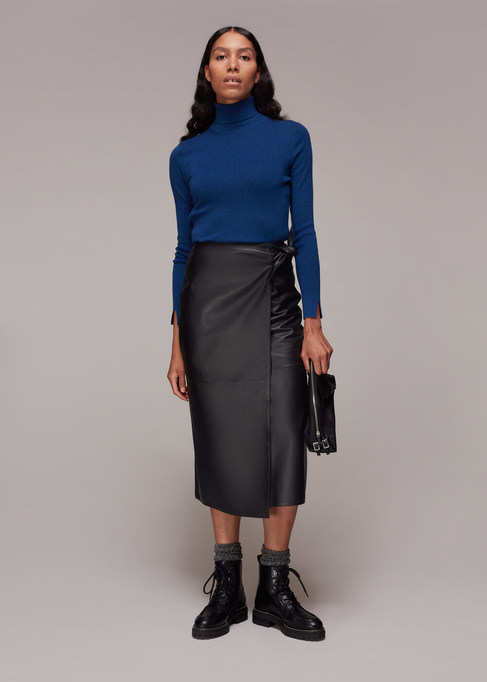 Tie Side Leather Skirt