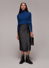 Tie Side Leather Skirt