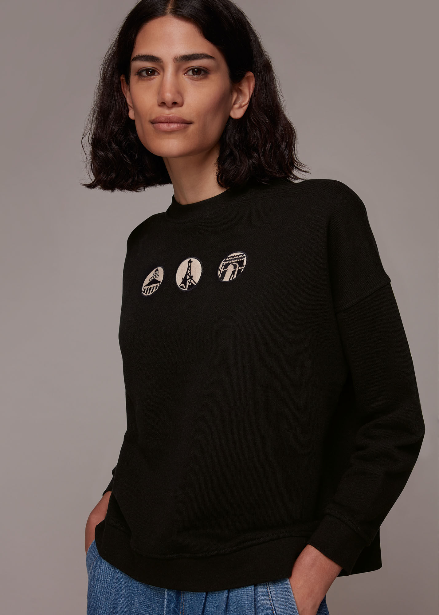 Whistles store black sweatshirt