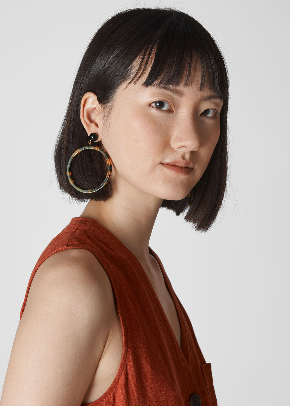 Large Tort Ring Resin Earring Brown/Multi