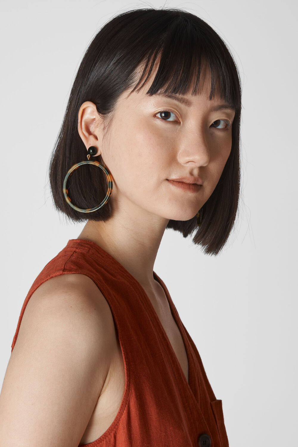 Large Tort Ring Resin Earring Brown/Multi
