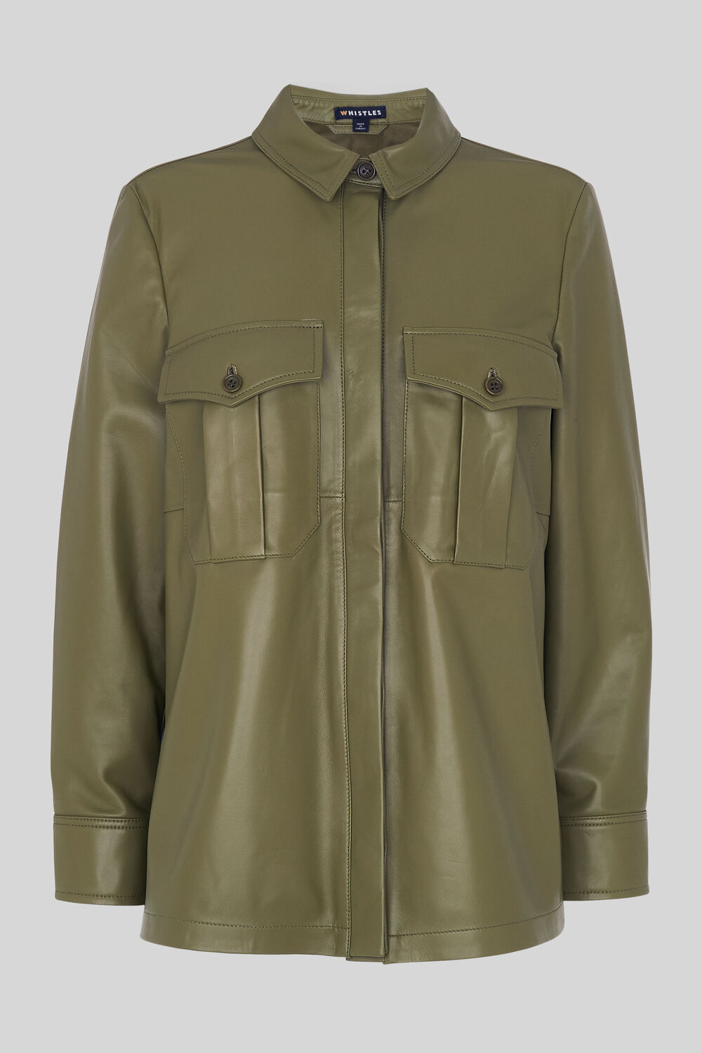 Leather Utility Shirt Khaki