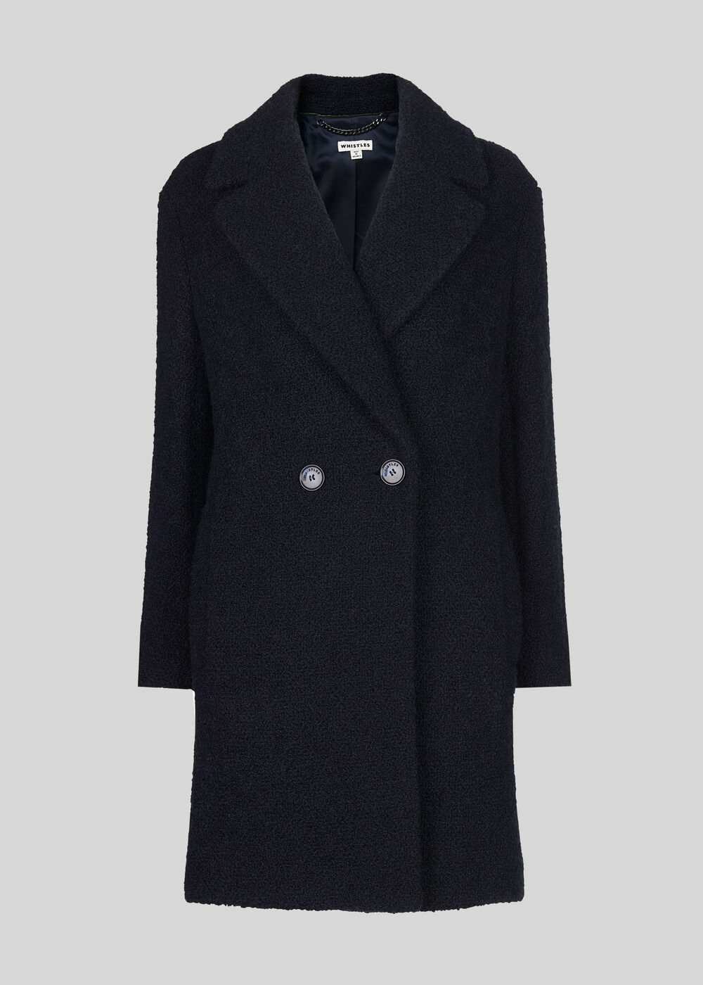 Boucle Double Breasted Coat Navy