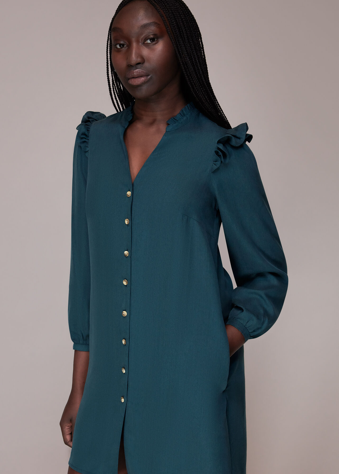 Teal Katie Button Through Dress WHISTLES