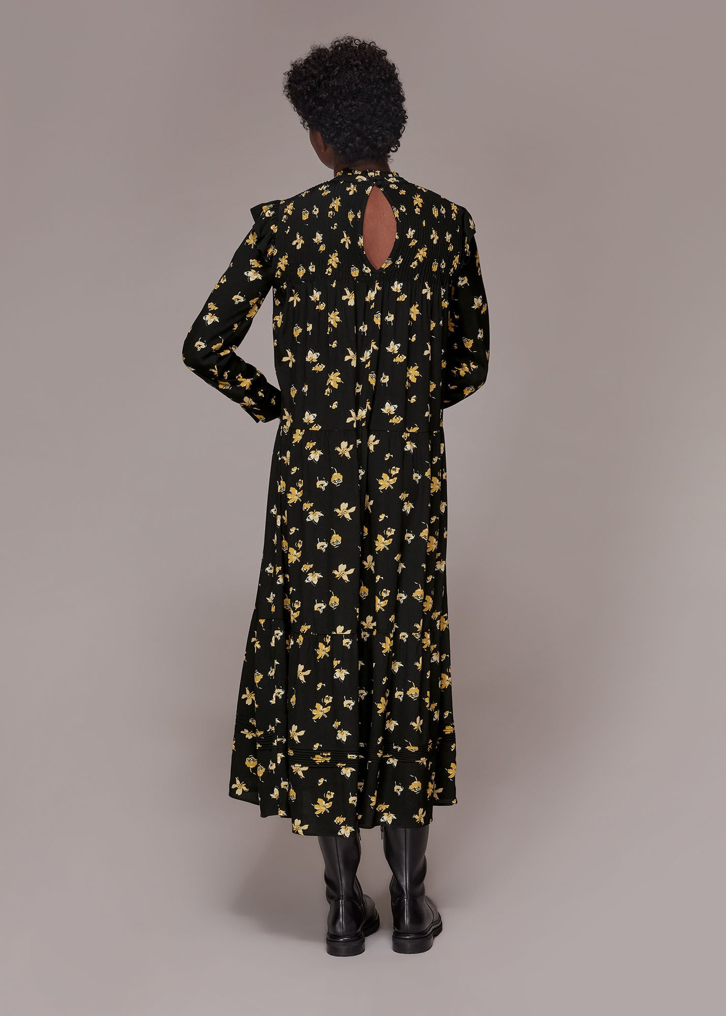 Fall floral midi dress hot sale