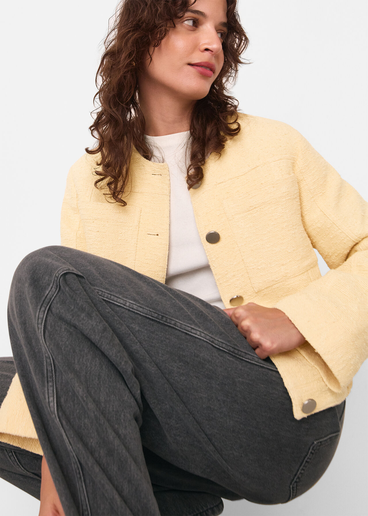 Textured Collarless Jacket
